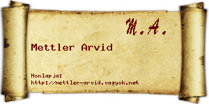 Mettler Arvid névjegykártya